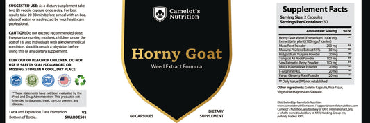 Horny Goat Weed Extract Formula Camelot's Nutrition