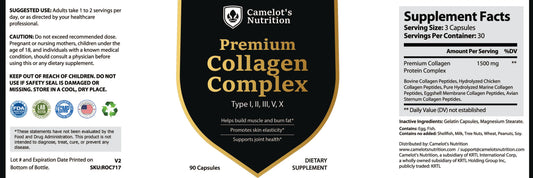 Premium Collagen Complex Type I, II, III, V, X Camelot's Nutrition