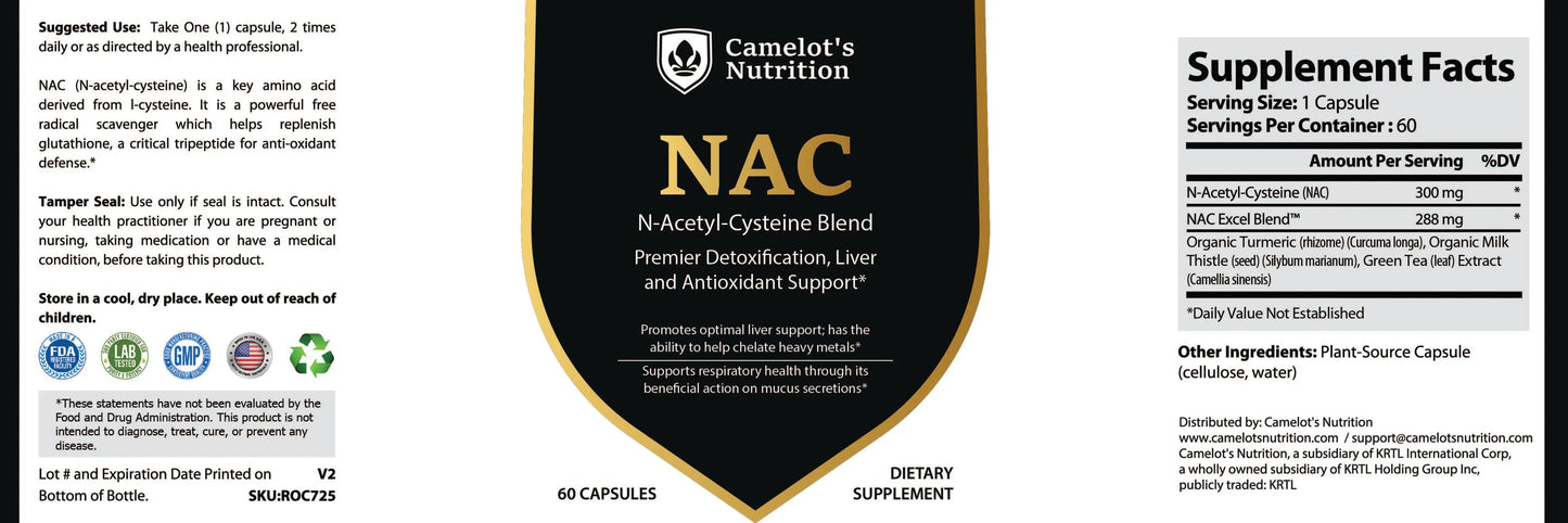 NAC N-Acetyl-Cysteine Blend Camelot's Nutrition