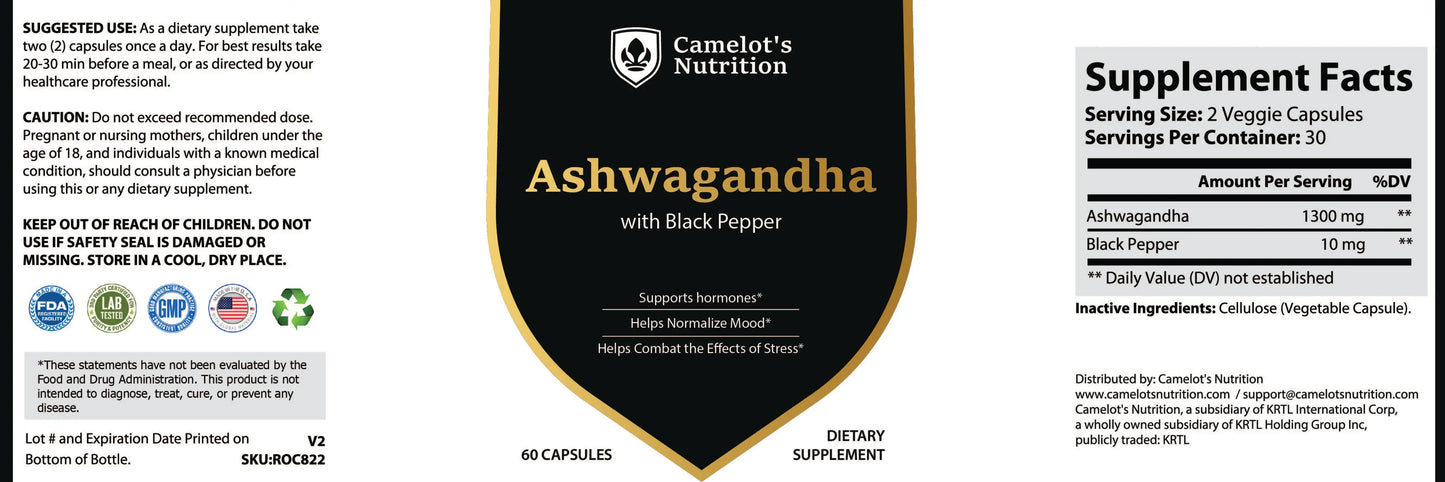 Ashwagandha with Black Pepper Camelot's Nutrition