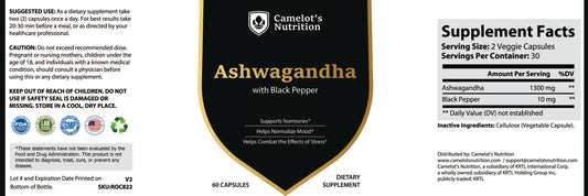Ashwagandha with Black Pepper Camelot's Nutrition