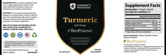Turmeric with Ginger BioPerine® Camelot's Nutrition