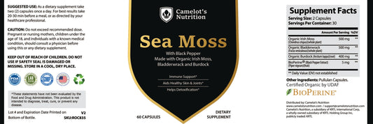 Sea Moss with Black Pepper Camelot's Nutrition