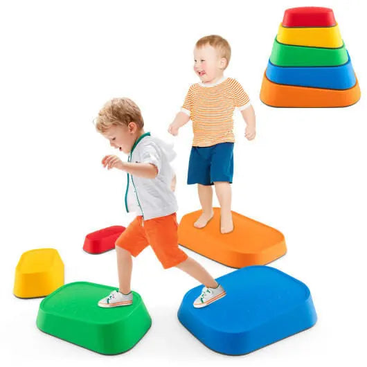 Stepping Stone for Kids 5Pcs Non-Slip Toddler River Stone Set-Multicolor Camelots Nutrition