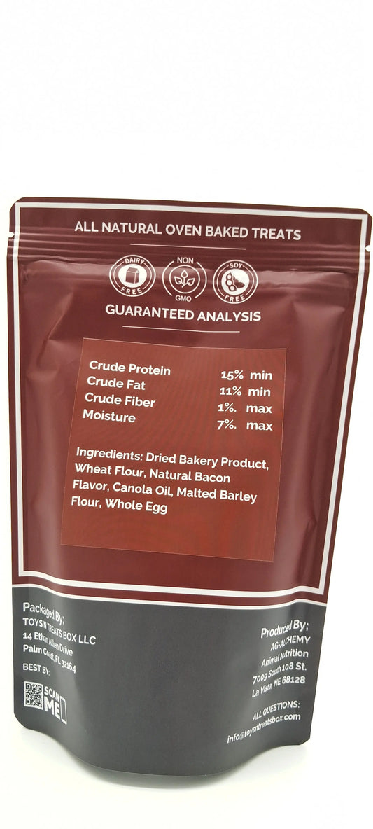 Bacon Bones Dog Treats - All Natural Oven Baked Toys N Treats Box