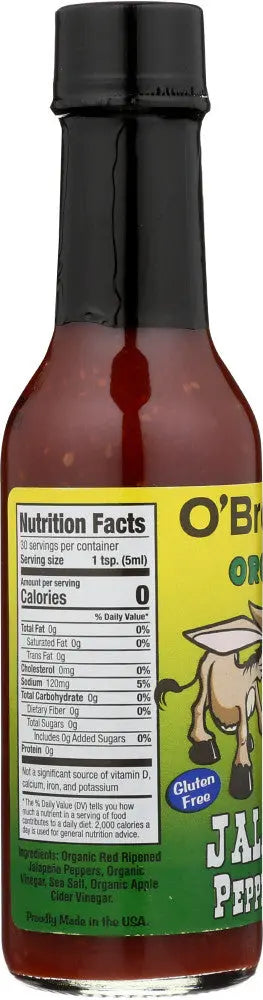O`Brothers Hot Sauce Jalapeno Pepper Sauce (12X5 OZ) Camelots Nutrition