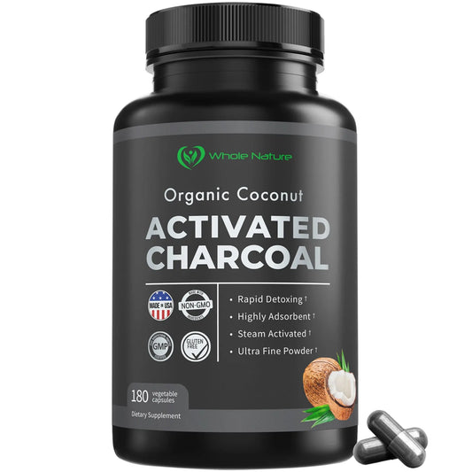 Whole Nature Organic Coconut Activated Charcoal Capsules, Whole Nature