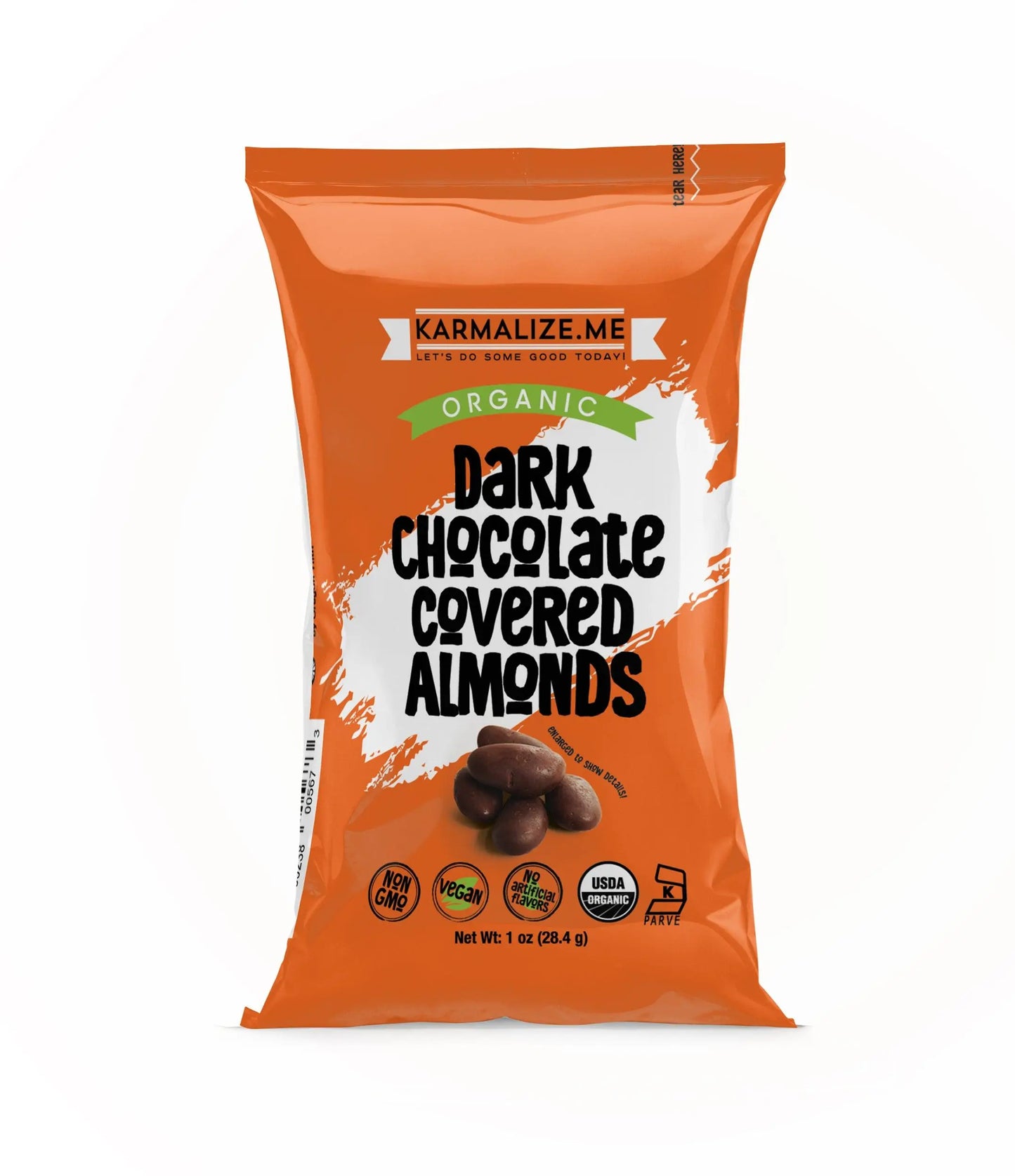 1 oz. Organic Vegan Dark Chocolate Covered Almonds - Pack of 6 Karmalize.Me