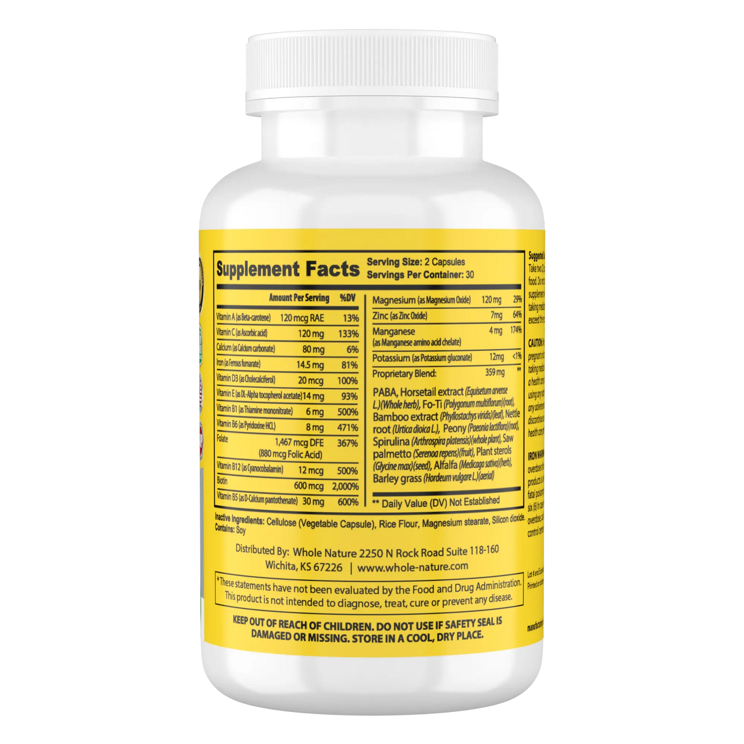 Whole Nature Hair Skin Nails Vitamins with MSM Whole Nature