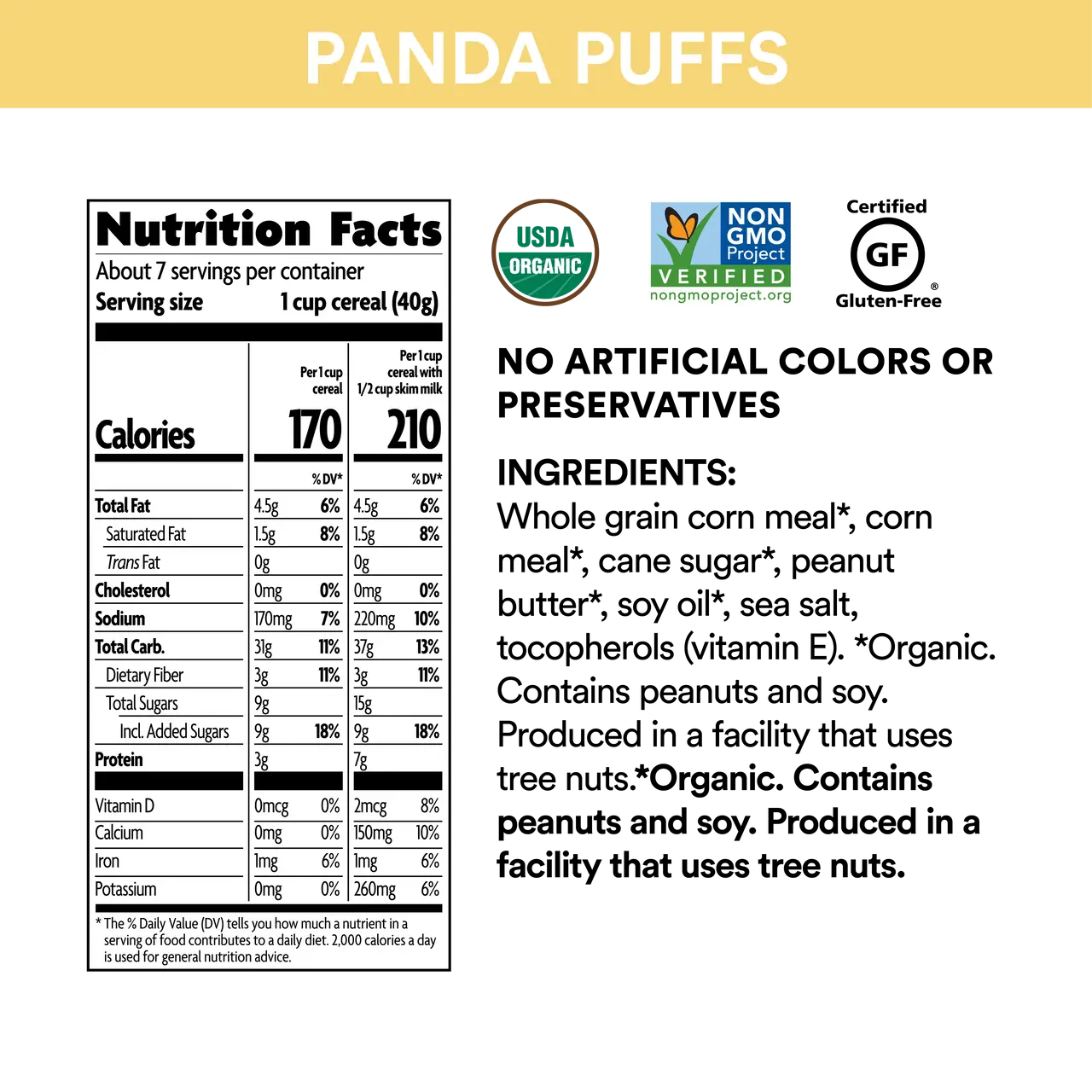 Envirokidz Panda Puffs Gluten Free (12x10.6 Oz) Camelots Nutrition