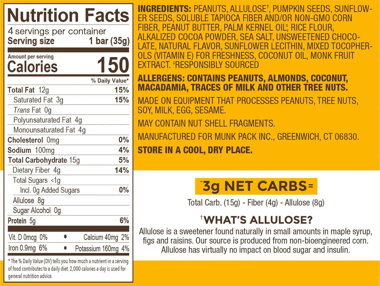 MUNK KETO PBTR DK CHOC ( 6 X 4 PACK ) Camelots Nutrition