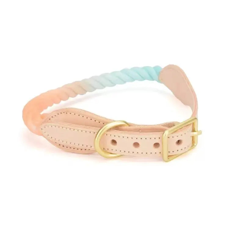 Luxe Royal Leather Rope Collar - Sunset PAWSOME PETS