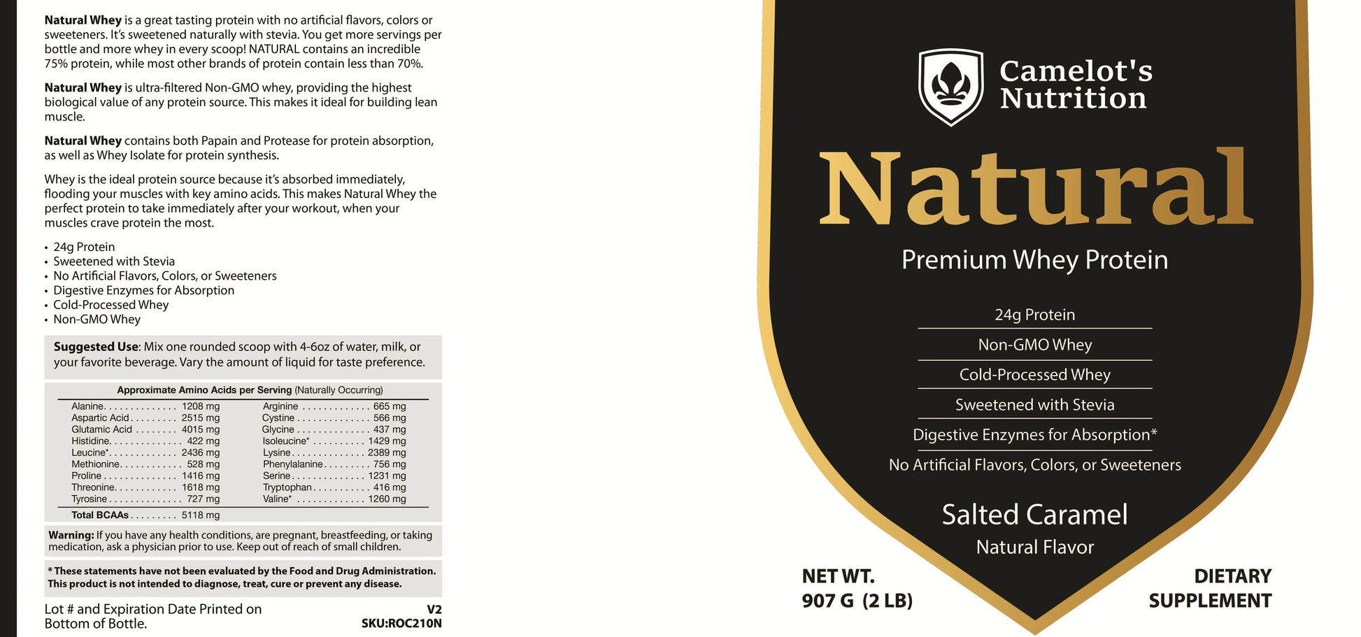 Natural Premium Whey Protein (Salted Caramel) Camelot's Nutrition