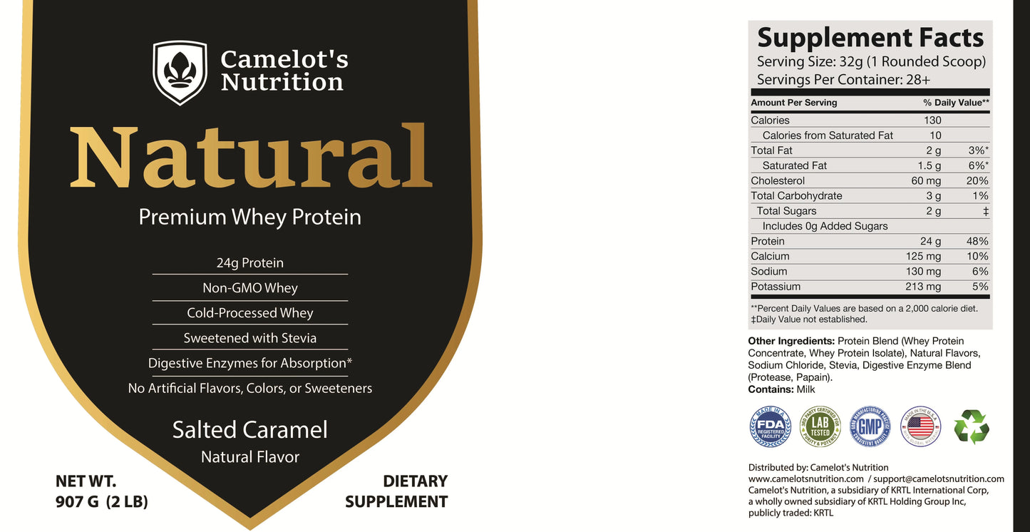 Natural Premium Whey Protein (Salted Caramel) Camelot's Nutrition