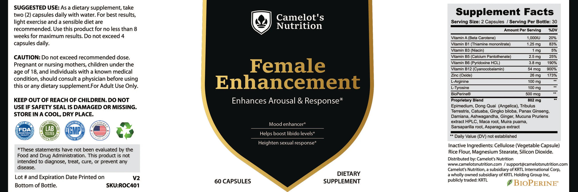 Female Enhancement Camelot's Nutrition