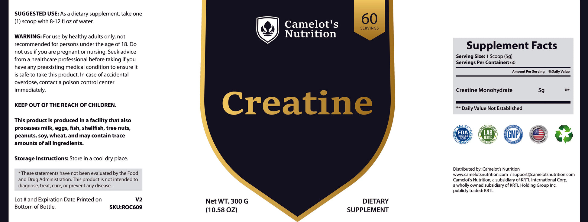 Creatine Monohydrate Camelot's Nutrition