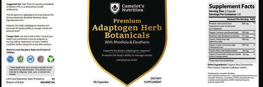 Premium Adaptogen Herb Botanicals with Rhodiola & Eleuthero Camelot's Nutrition