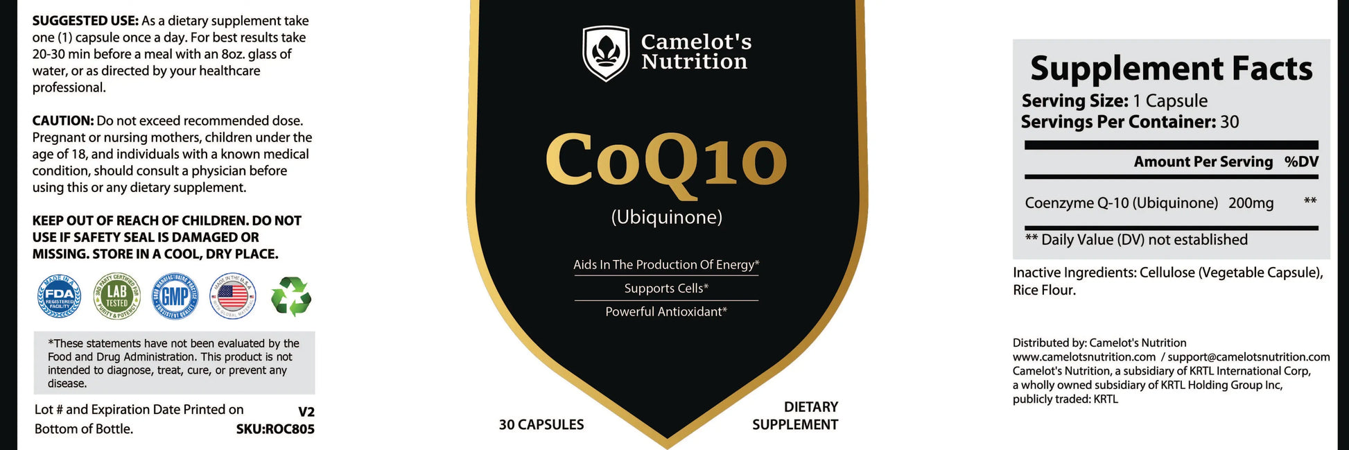 CoQ10 - Energy, Heart & Antioxidant Support Camelot's Nutrition