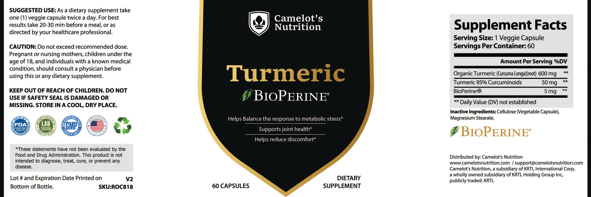 Turmeric BioPerine® Camelot's Nutrition