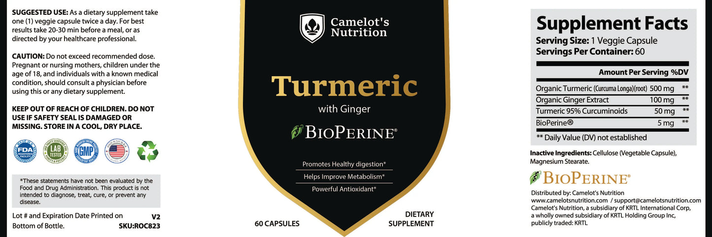Turmeric with Ginger BioPerine® Camelot's Nutrition