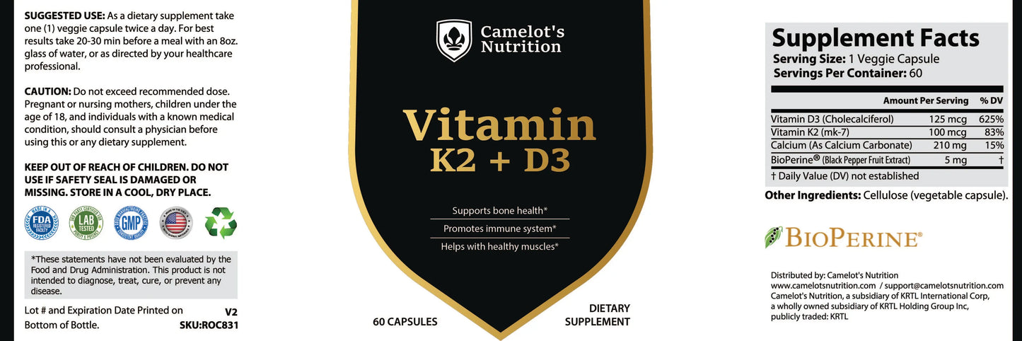 Vitamin K2 + D3 Camelot's Nutrition