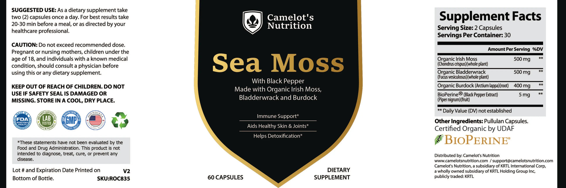 Sea Moss with Black Pepper Camelot's Nutrition