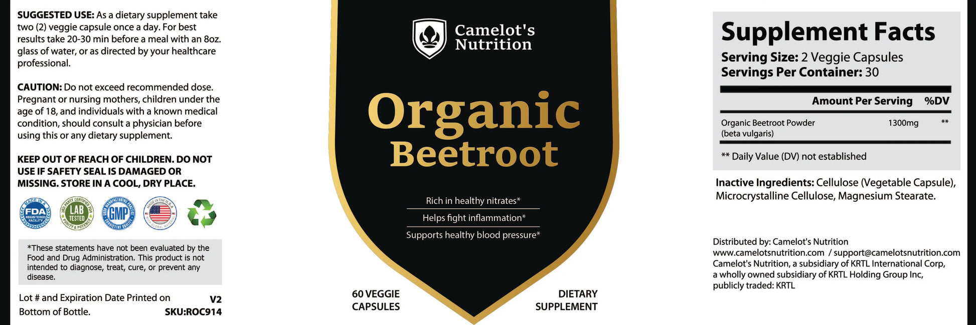 Organic Beetroot Camelot's Nutrition