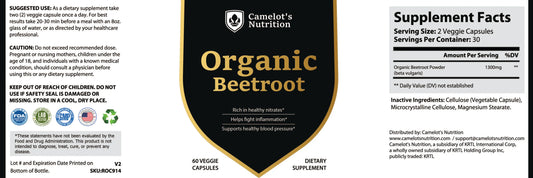 Organic Beetroot Camelot's Nutrition