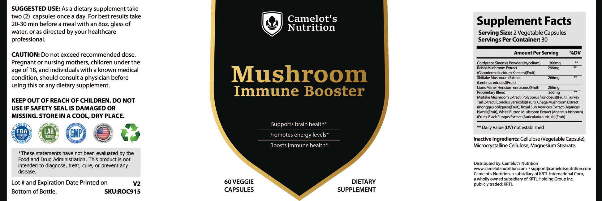 Mushroom Immune Booster Camelot's Nutrition