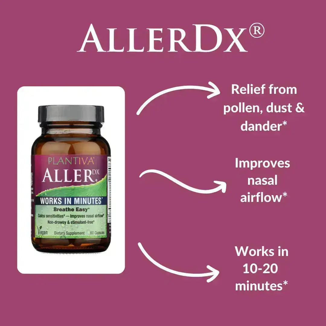 AllerDx 60-Capsule Bottle, Vegan Plantiva Natural Supplements