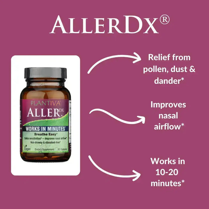 AllerDx 60-Capsule Bottle, Vegan Plantiva Natural Supplements
