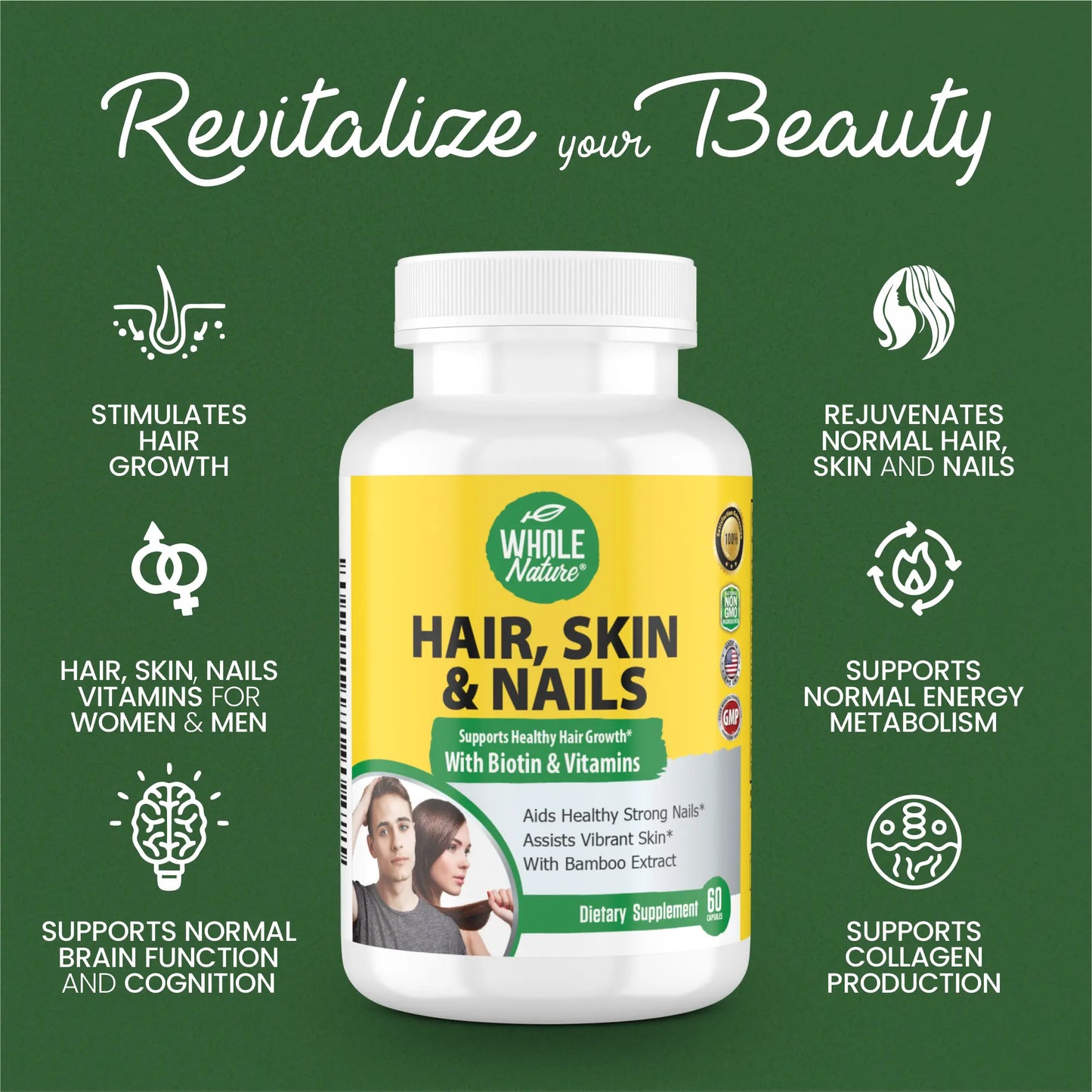 Whole Nature Hair Skin Nails Vitamins with MSM Whole Nature