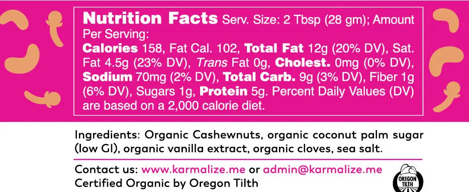 Organic Vegan Cashew butter with cloves Karmalize.Me