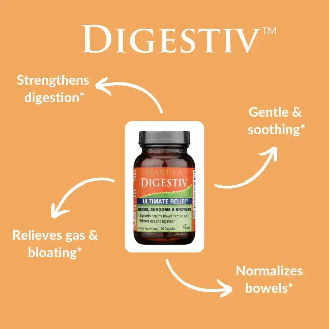Digestiv 60-Capsule Bottle, Vegan Plantiva Natural Supplements