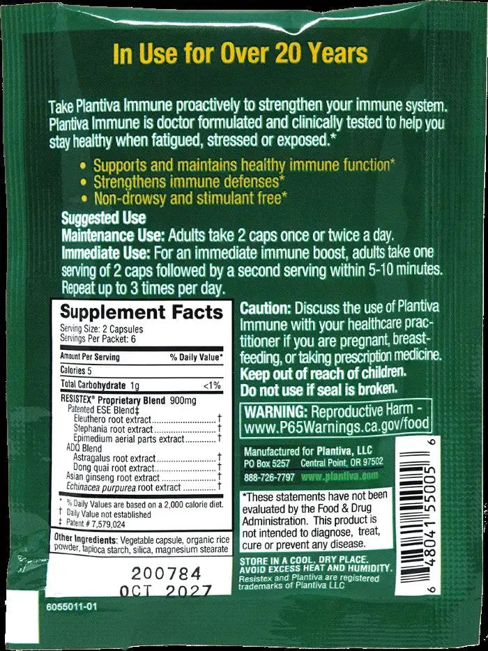 ImmuneDx 12-Capsule Packet, Vegan Plantiva Natural Supplements