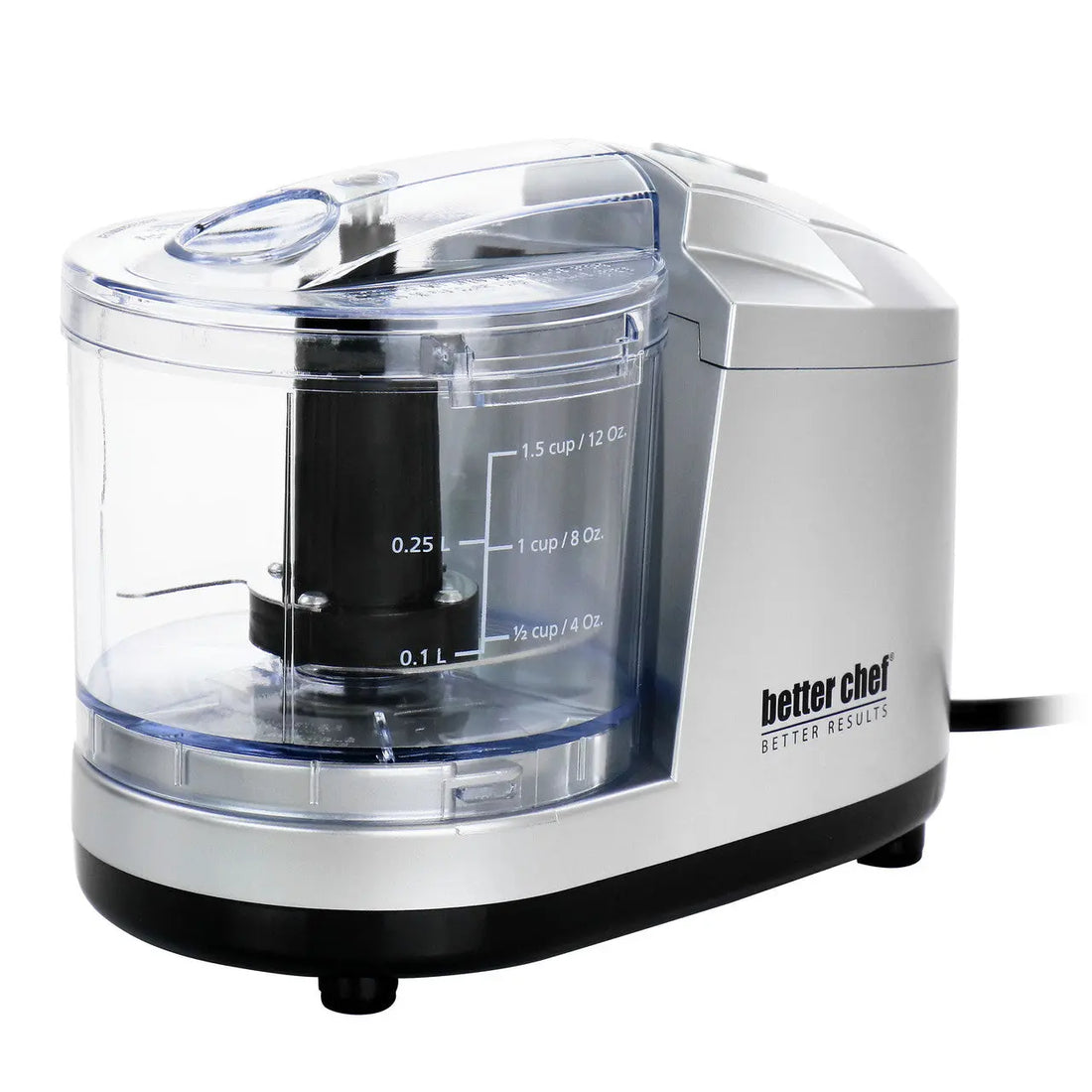 Better Chef 1.5 Cup Safety Lock Compact Chopper in Silver Better Chef