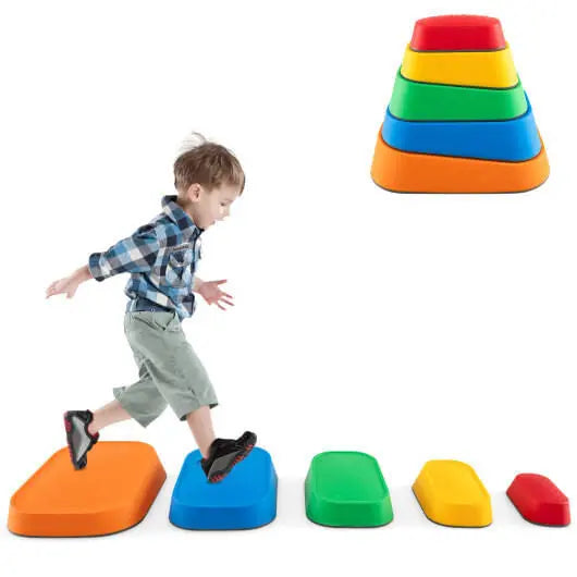 Stepping Stone for Kids 5Pcs Non-Slip Toddler River Stone Set-Multicolor Camelots Nutrition