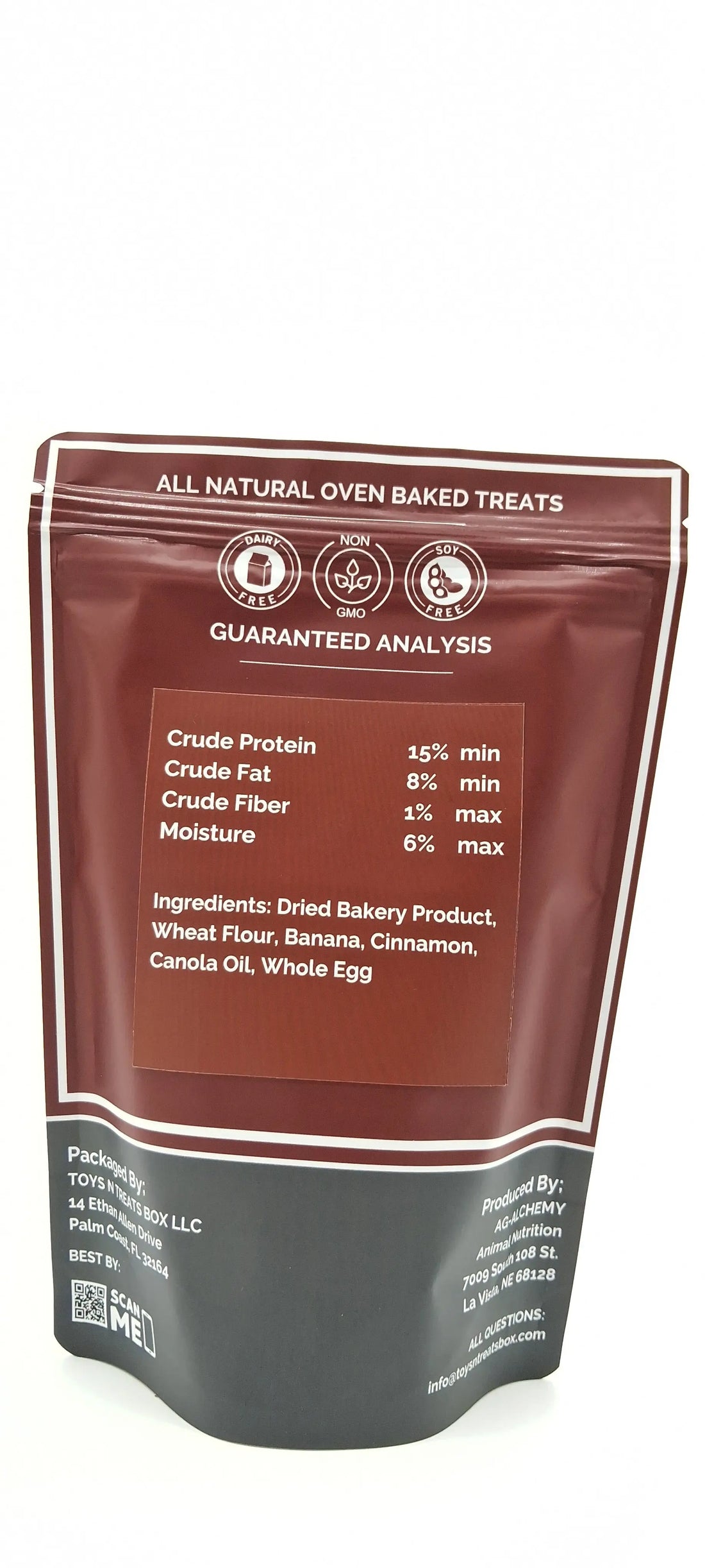 Banana Bread Hearts Dog Treats - All Natural Oven Baked Toys N Treats Box