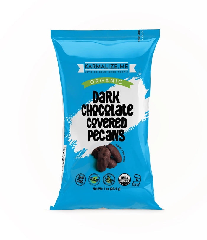 1 oz. Organic Vegan Dark Chocolate Covered Pecans - Pack of 6 Karmalize.Me