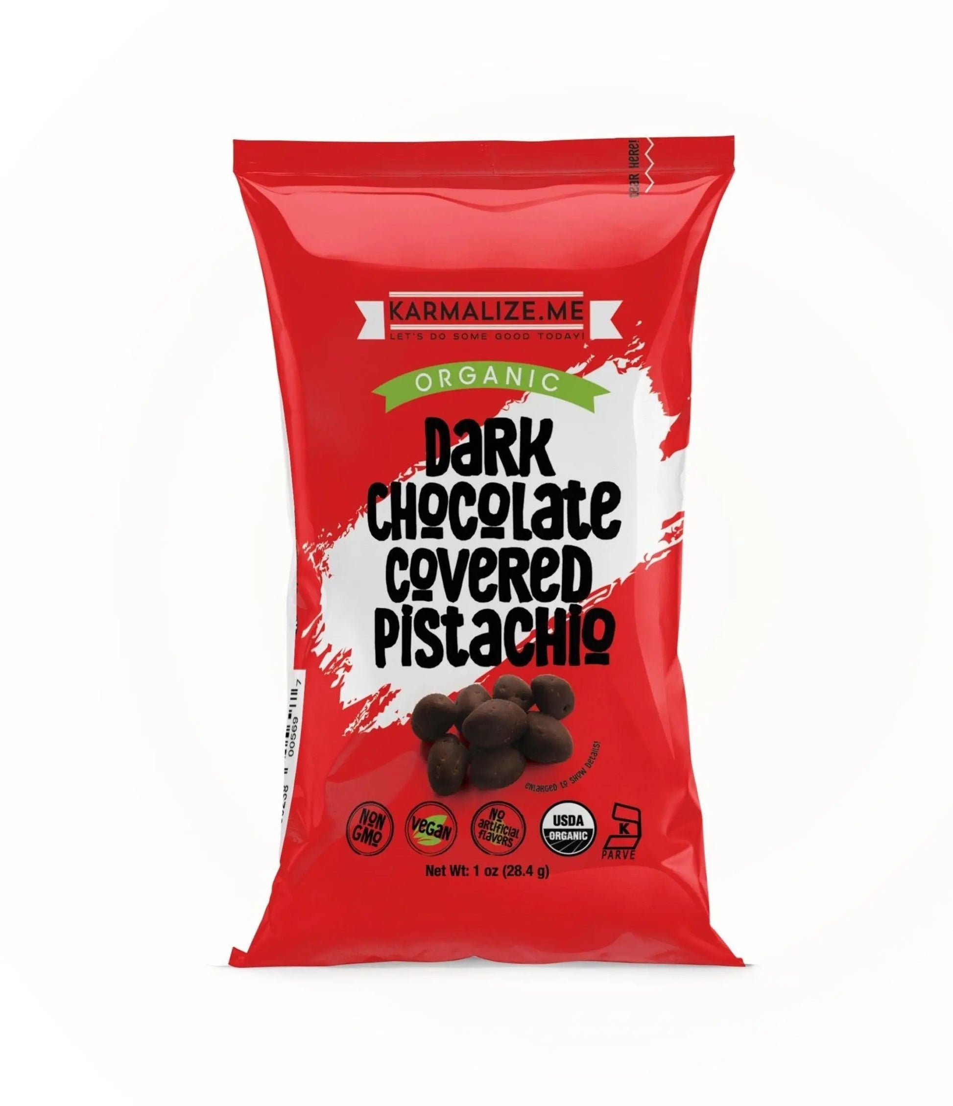 1 oz. Organic Vegan Dark Chocolate Covered Pistachio - Pack of 6 Karmalize.Me