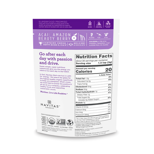 Navitas Naturals Organic Acai Powder Freeze Dried  (12x4 OZ) Camelots Nutrition
