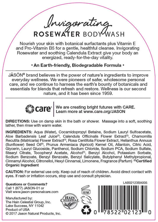 Jason's Rosewater Satin Body Wash (1x30 Oz) Camelots Nutrition