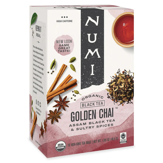 Numi Tea Golden Chai Black Tea (6x18 Bag) Camelots Nutrition
