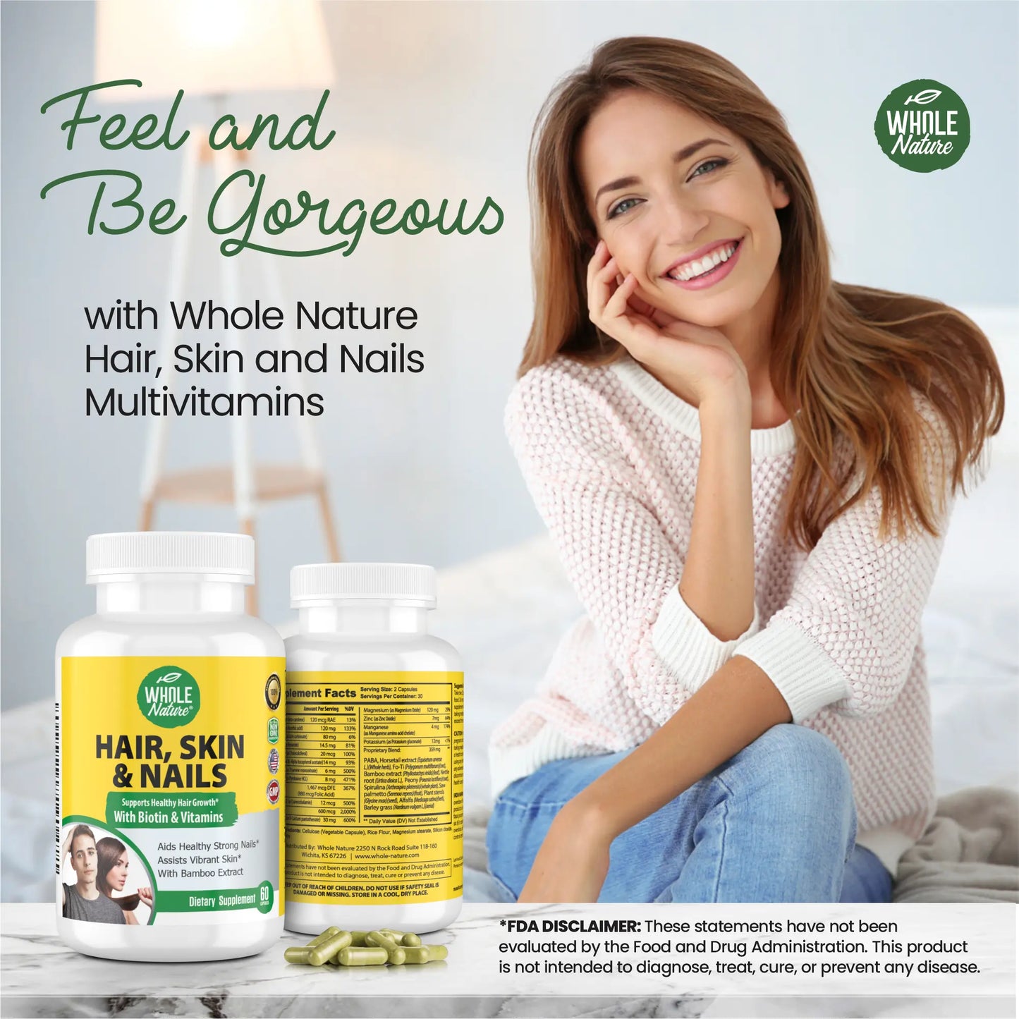 Whole Nature Hair Skin Nails Vitamins with MSM Whole Nature