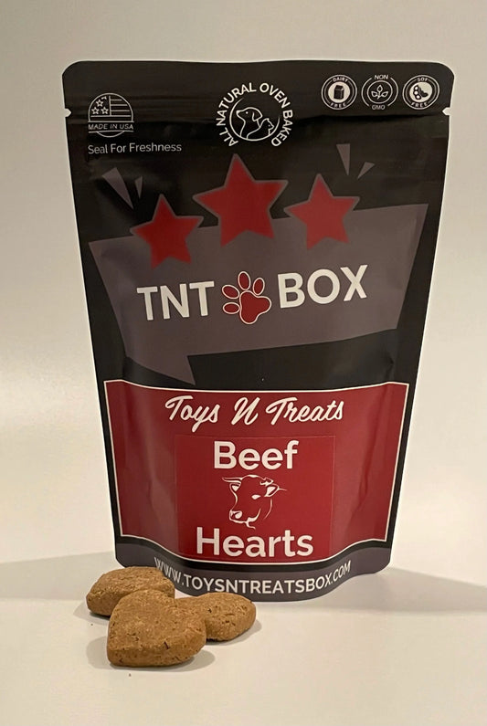 Digestive Health Beef Heart Dog Treats - All Natural Oven Baked Toys N Treats Box